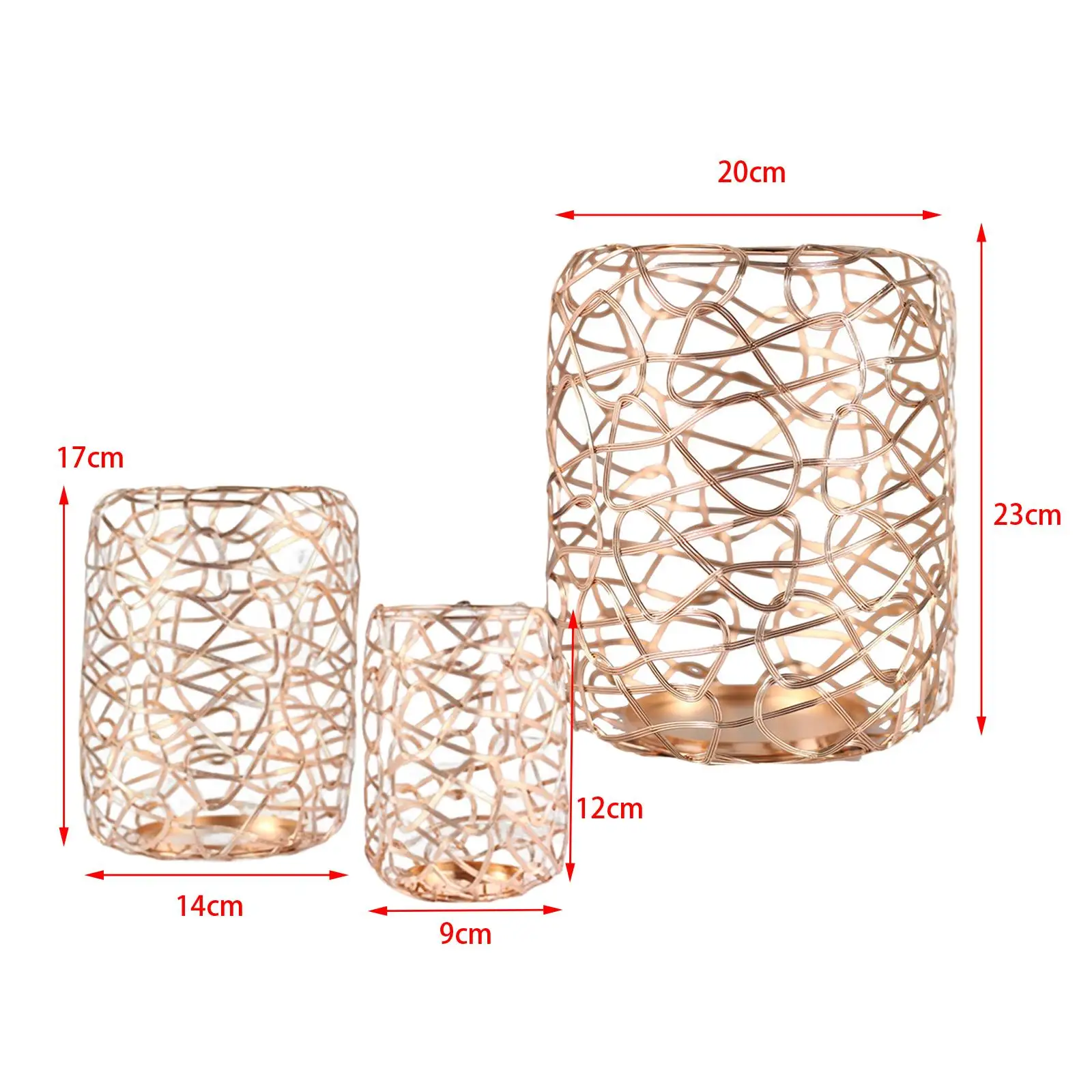 3Pcs Rustic Wire Candle Holder Candlestick Stand Tealight Candle Holders Ornament Crafts for Party Wedding Dinner Home Decor