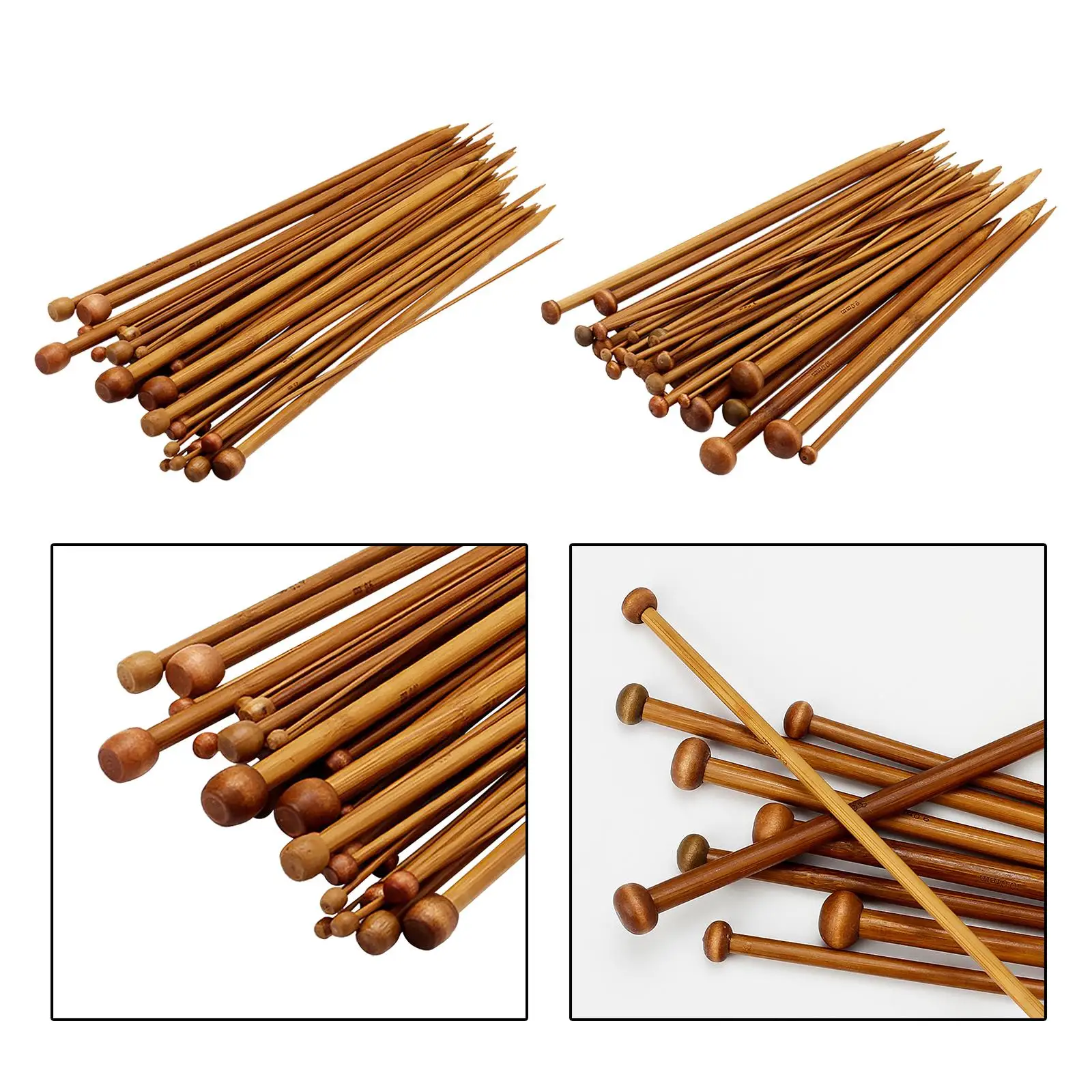 36Pcs Bamboo Knitting  for Beginners Crafts Smooth Needle DIY Scarf Tools Wooden Straight Knitting  Kit Supplies