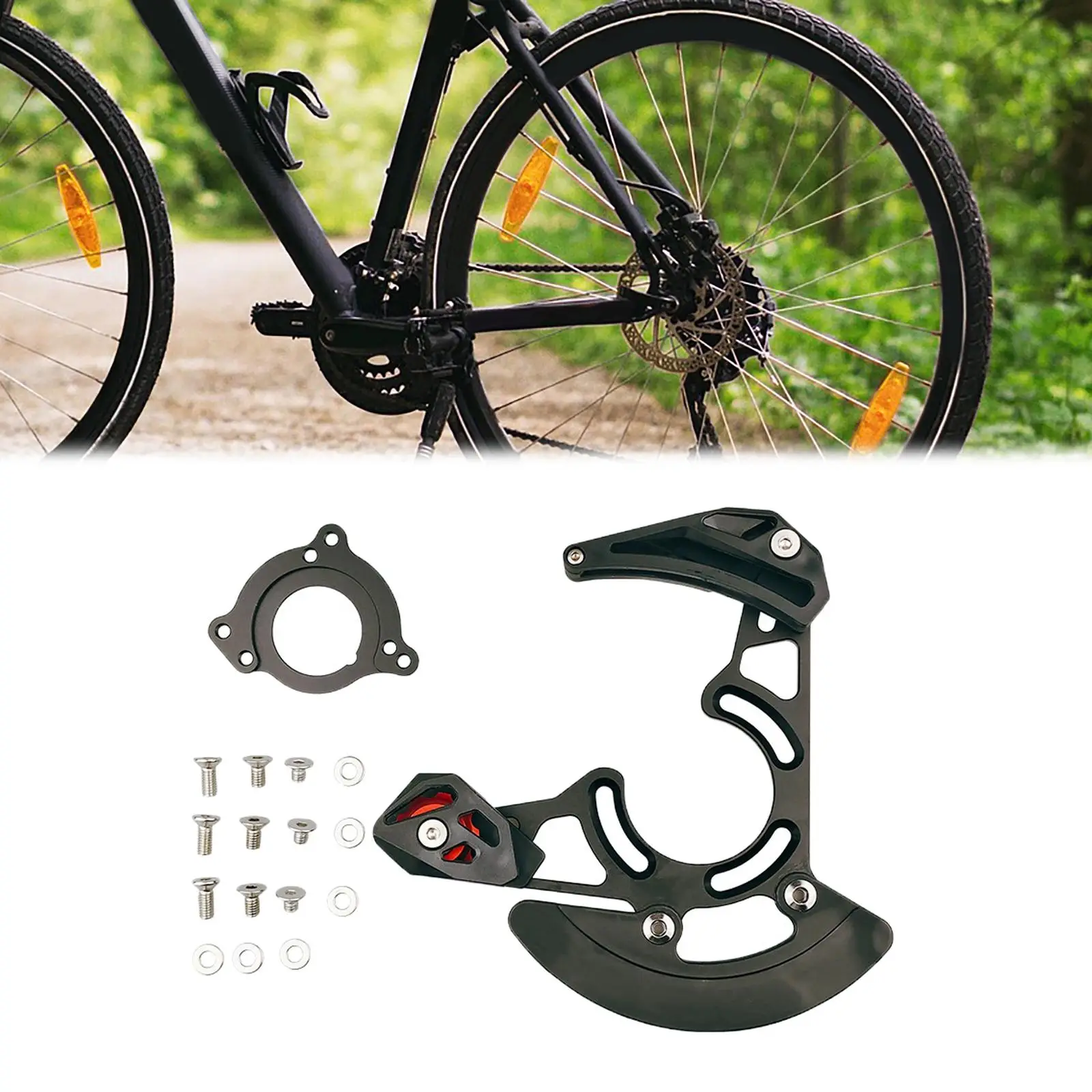 Chain Guide, 32T-38T Protector Single Disc Soft Tail Chain Guard Aluminum Alloy for Bicycle