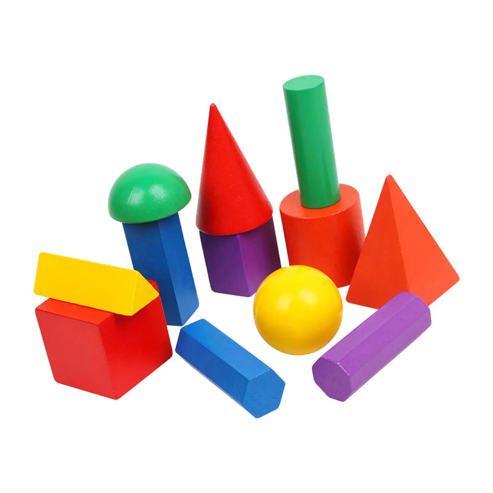 12Pcs Wood Geometric Shapes Blocks Set Color Shape Sorting Large Size Pattern Blocks for Game Shape Sorters Preschool Activity