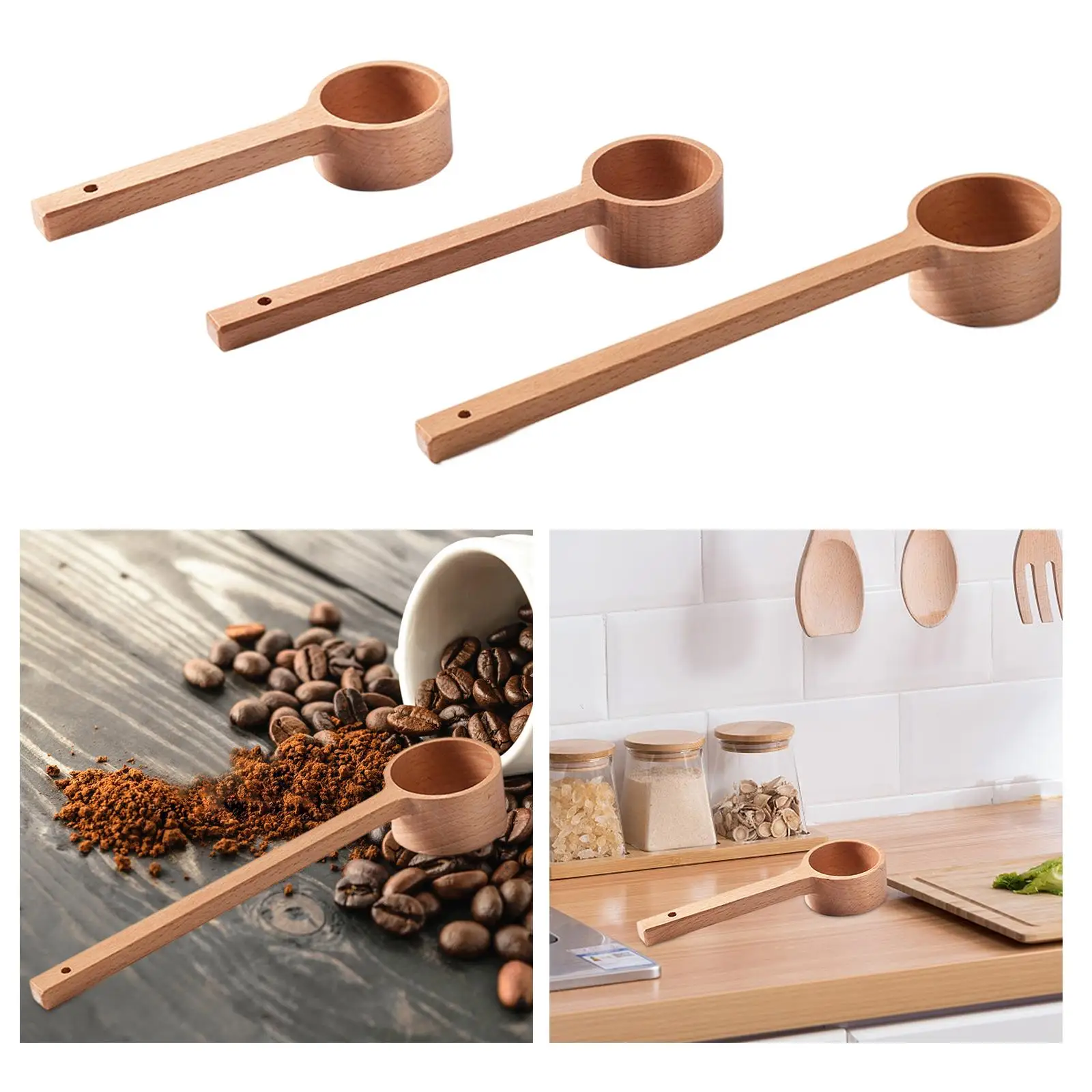 Wooden Measure Spoon Tablespoon Portable Baking Utensil Durable Attachments Coffee Spoon Measuring for Home Cafe Bean