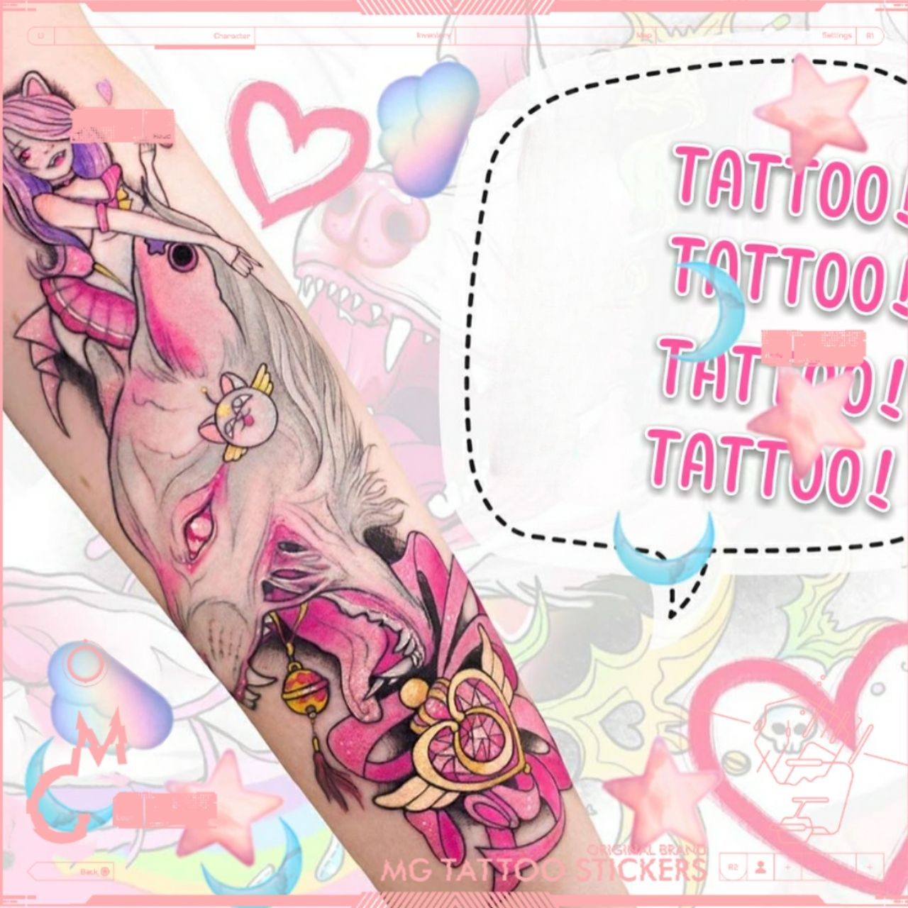 Cartoon Fuchs sexy Tattoo Aufkleber dauerhafte gefälschte Tätowierung für Frau Mann Arm temporäre Tätowierung Anime Kunst Faux Tattoos wasserdichte Tatuajes – Detail 2