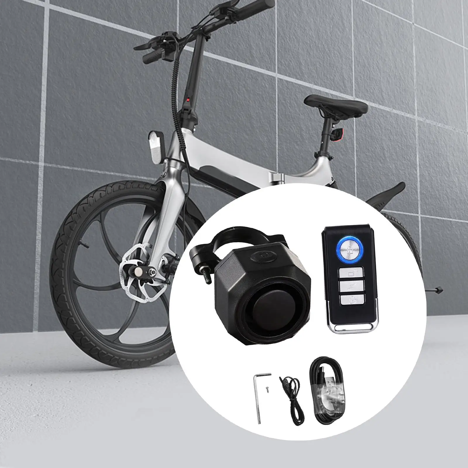 Bike Alarm Bike Vehicle Tracker, Loud 110dB, Vibration Security Alarm, Vibration Alarm for Equipment Trailer