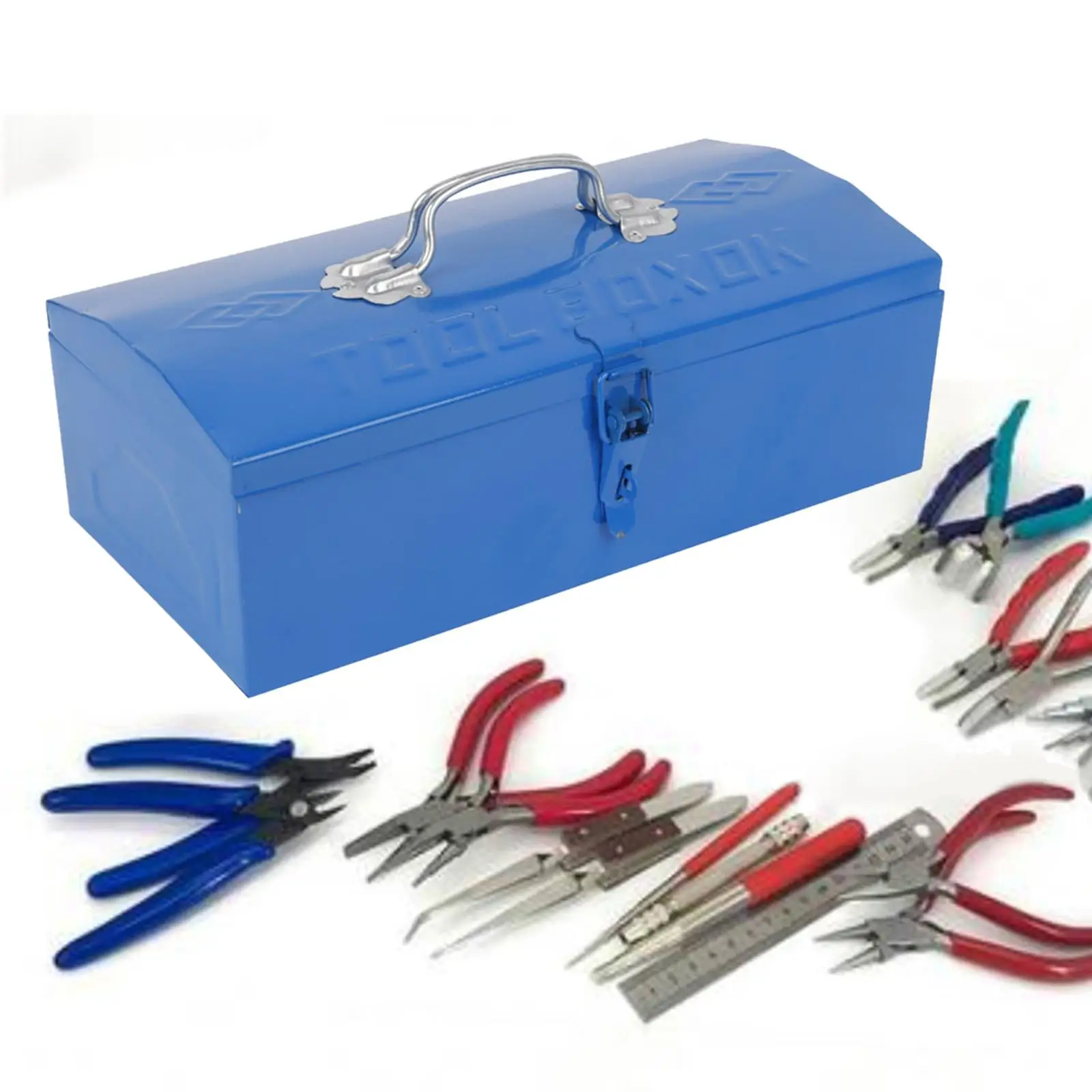 Repair Tool Storage Box Heavy Duty Latch Closure with Folding Handle Multipurpose Large Capacity Metal Tool Box for Garage Home