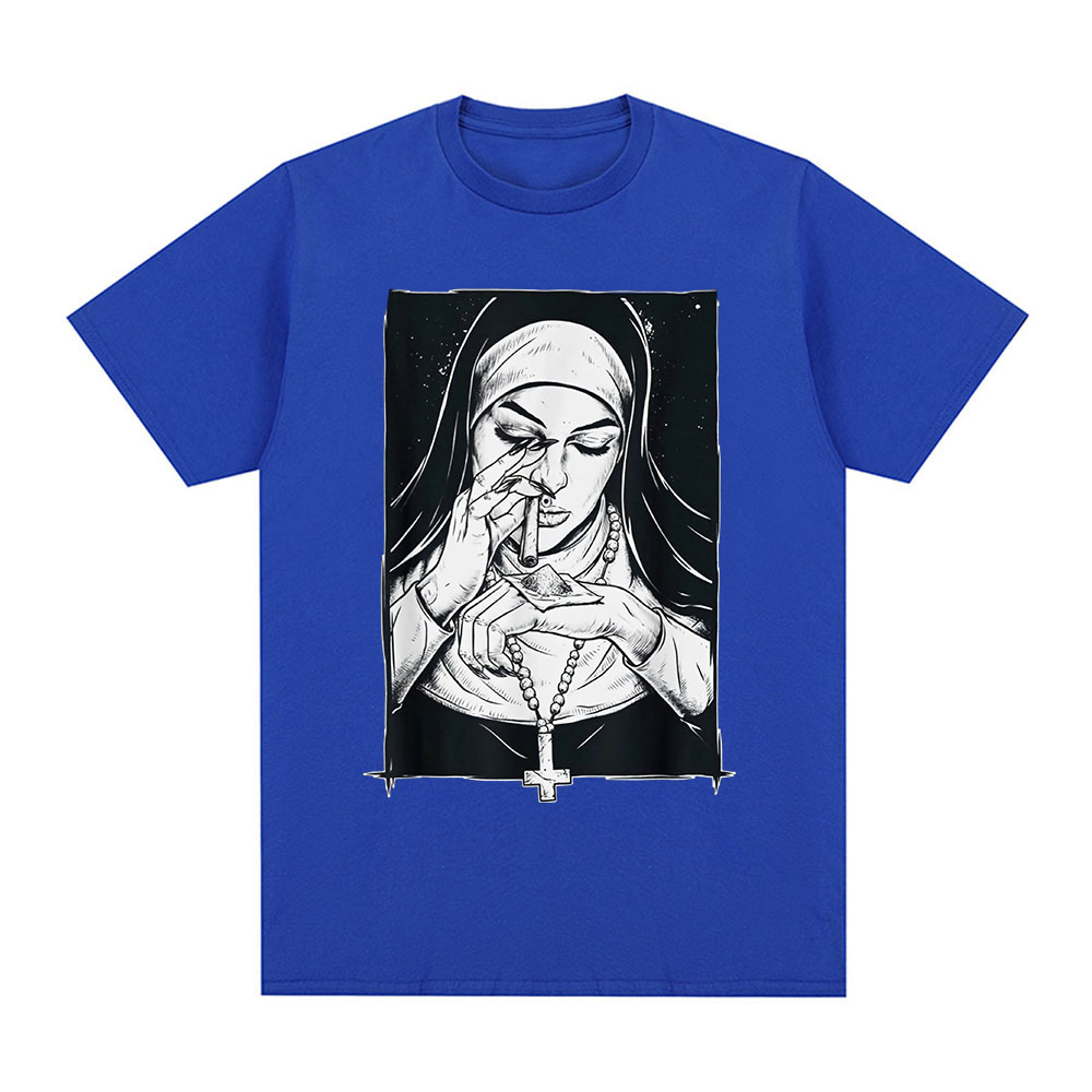 Lustige Teufel unheil ige Nonne T-Shirt Harajuku lässige Baumwolle T-Shirt Sommer Männer Damenmode coole übergroße T-Shirts Streetwear – Detail 4
