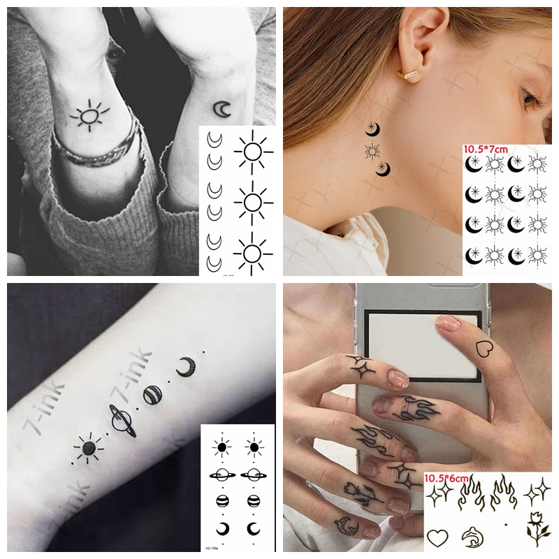 Best of Water Transfer Tattoo Small Sun Moon Gun Heart Body Art Waterproof Temporary Tattoos Fake Tatoo Falsh Tatto For Man Woman Kids Reviews & Tips