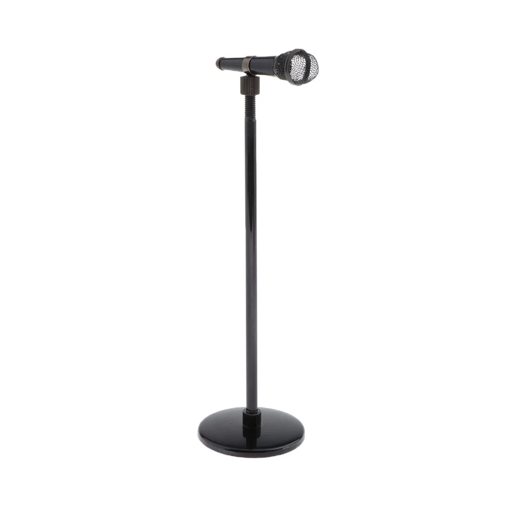 1/12 Mini Microphone Model with Adjustale Stand 16- for Dolls House, Kids