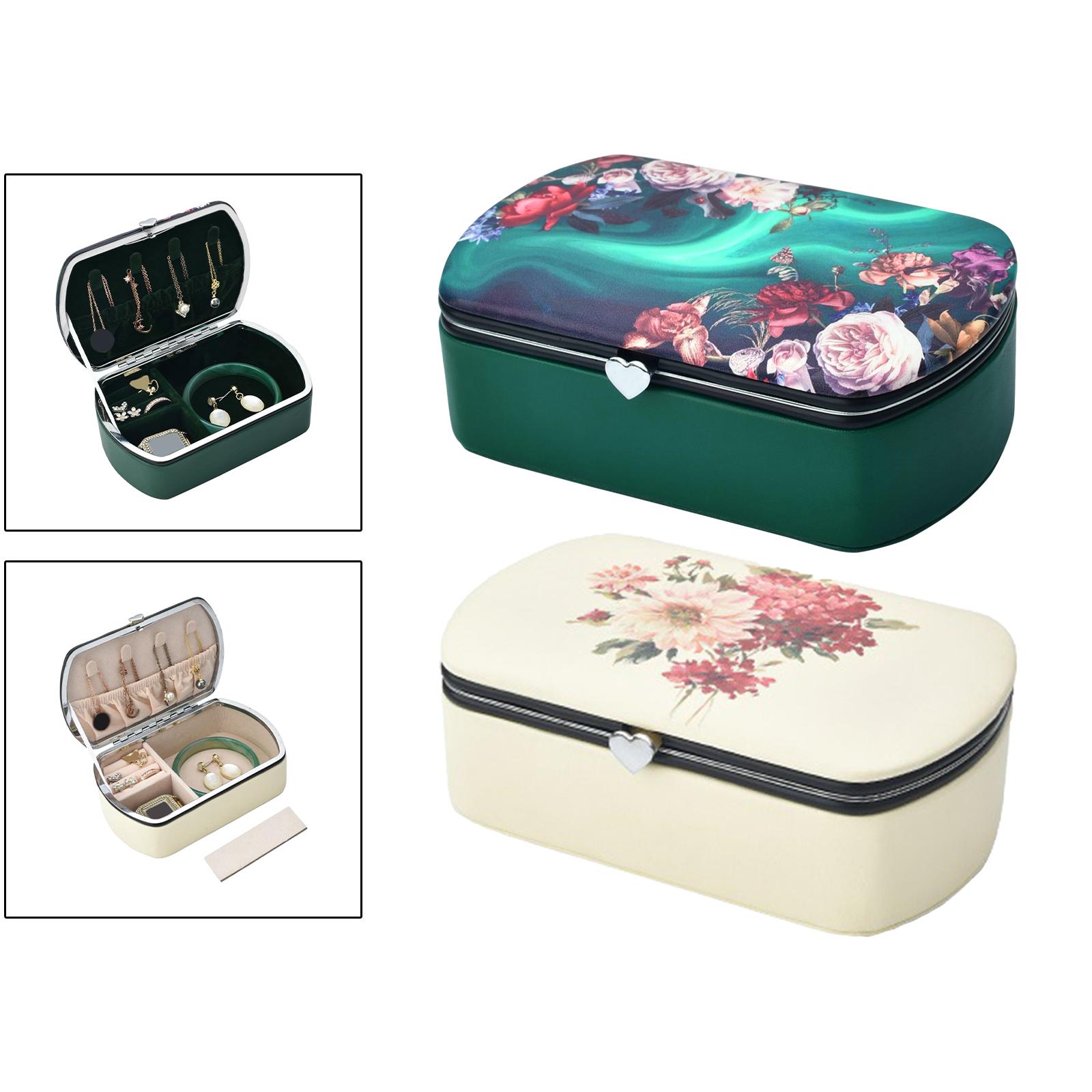 Jewelry Travel Case Large Capacity Dustproof Women Portable Jewelry Organizer Case for Bangle Rings Necklaces Bracelets Pendant