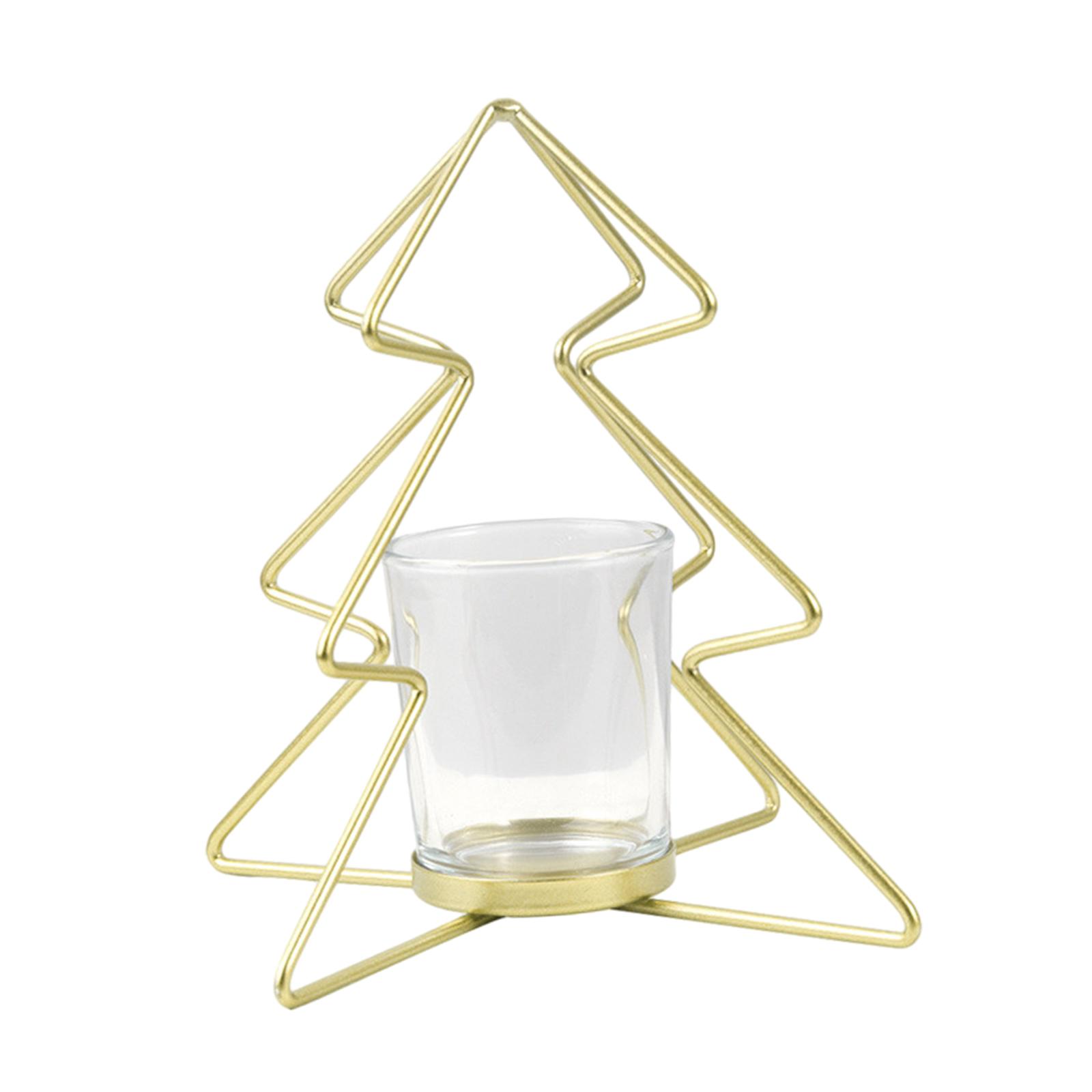 Xmas Tea Light Candle Holders Simple Metal Xmas Tree Table Candle Holder for Home Fireplace Holiday Festivals Dining Room