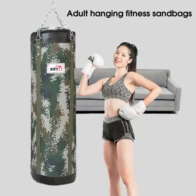 Thicken Empty Boxing Sand Bag Filling Strength Training Fitness Exercise  Punching Sand Bag With Metal Chain Hook Carabiner
