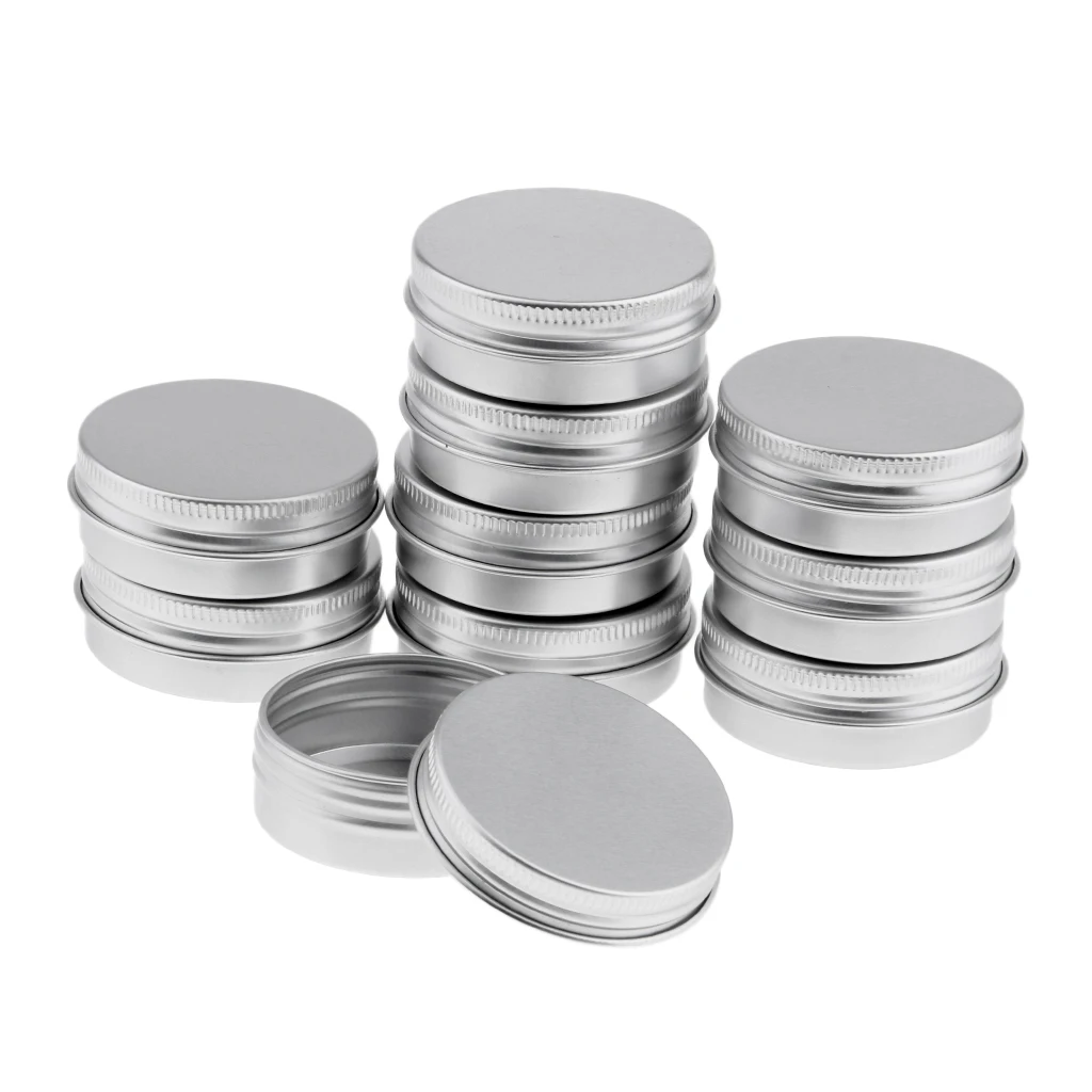  10 Pack Aluminum Tin Cans, Empty Round Tin Jar Pot Cosmetic  Screwtop Lid Cover