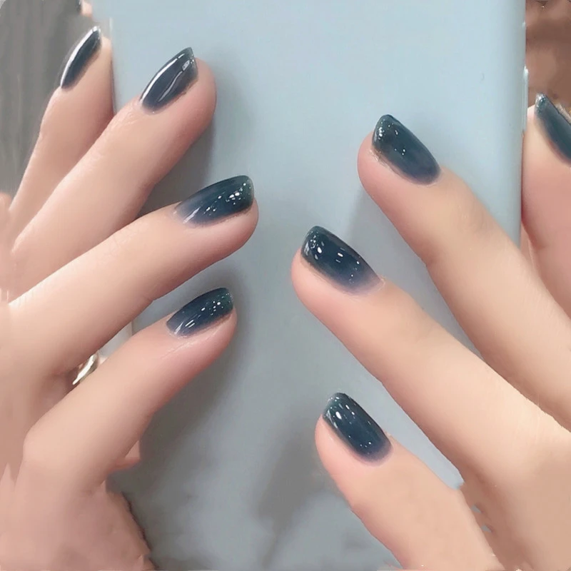 Best of 24pcs Dark Blue Gradient Wearing Fake Nails Full Coverage Waterproof Press On False Nails Art Women Girls Nail Art Decoration Reviews & Tips