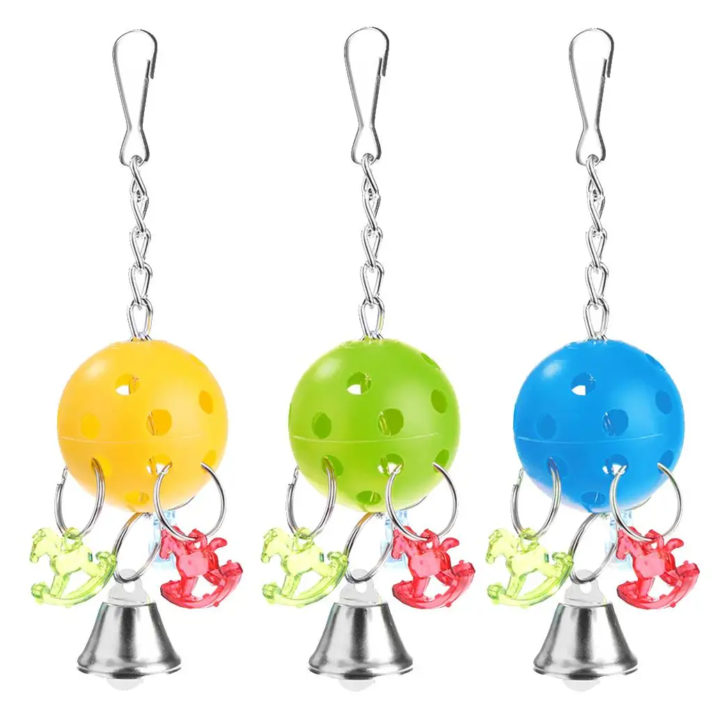 3 Pcs Parrot Chewing Bell Toy Easy to Attach to the Bird Cage