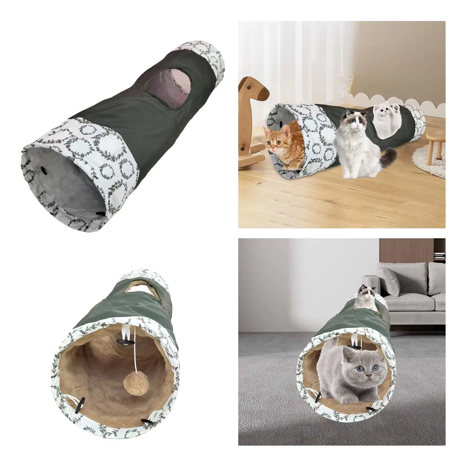 Interactive Cat Tunnel Collapsible Tube Pet Toys House Cat Supplies Kitten Nest Pad for Kitten Rabbits Indoor Cats Small Animals