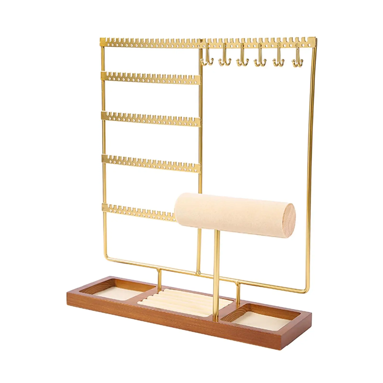 Jewelry Organizer Stand Holder Tabletop with Wood Tray Jewelry Holder for Props Live Broadcast Photography Shopping Mall Dresser