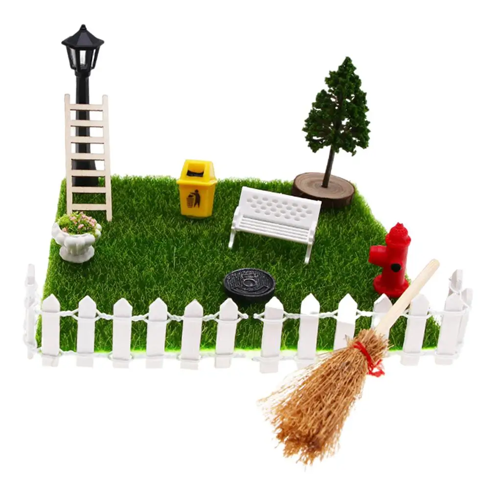 Miniature Dollhouse Garden Accessories, Garden DIY Kit Photography Props Landscape Ornaments 12 Pieces 1/12 for House Decor