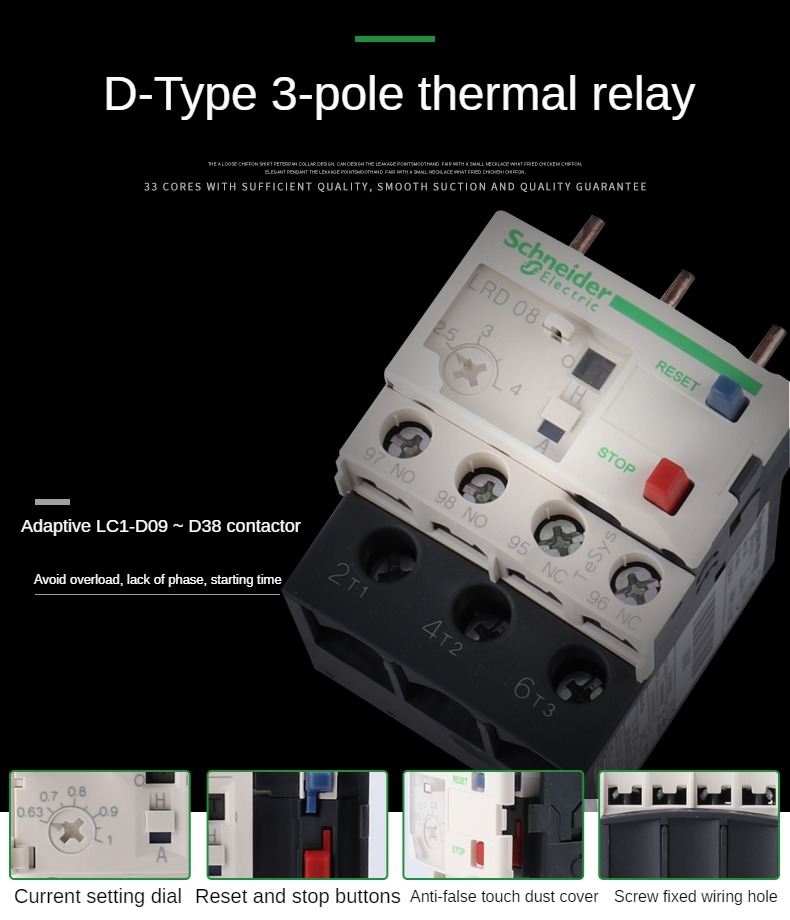 Schneider LRD01C 0,1–0,16 A / LRD3322C 17–25 A LRD3357C 37–50 A thermisches Überlastrelais für AC-Schütz LC1D elektrischer Schutz – Detail 6