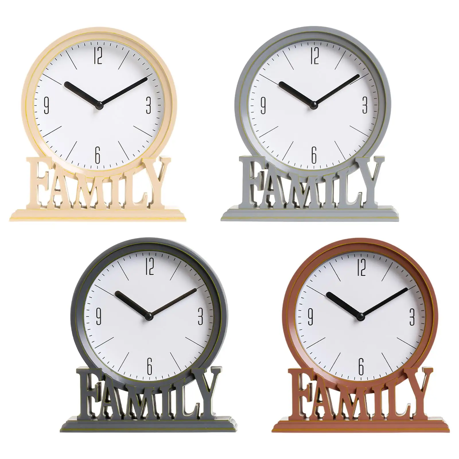 Table Clocks Shelf Silent Fireplace Desk Clock for Bathroom Home Office Living Room Hotel