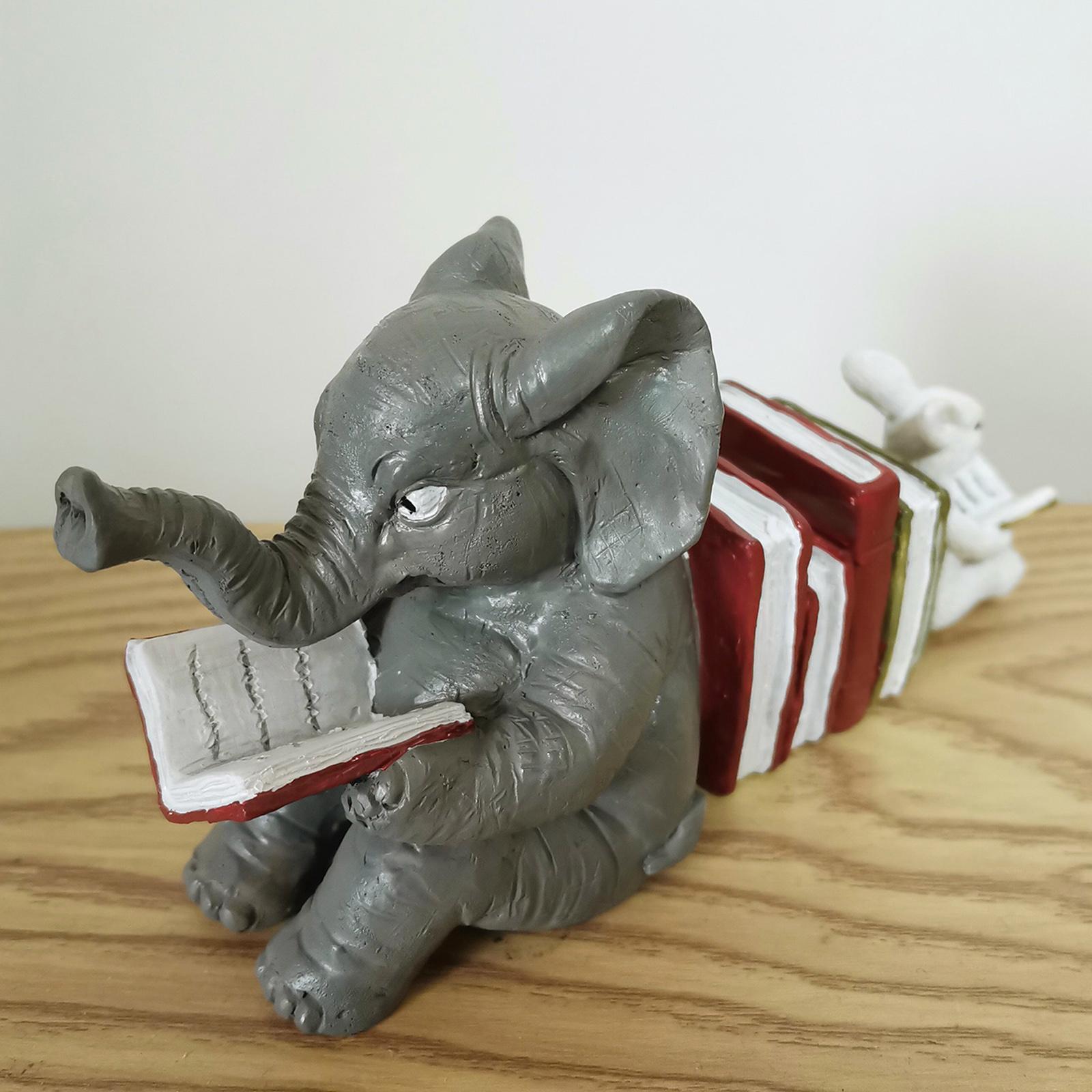 Elephant and Rabbit Statue Animals Sculpture Art Crafts for Porch Garden