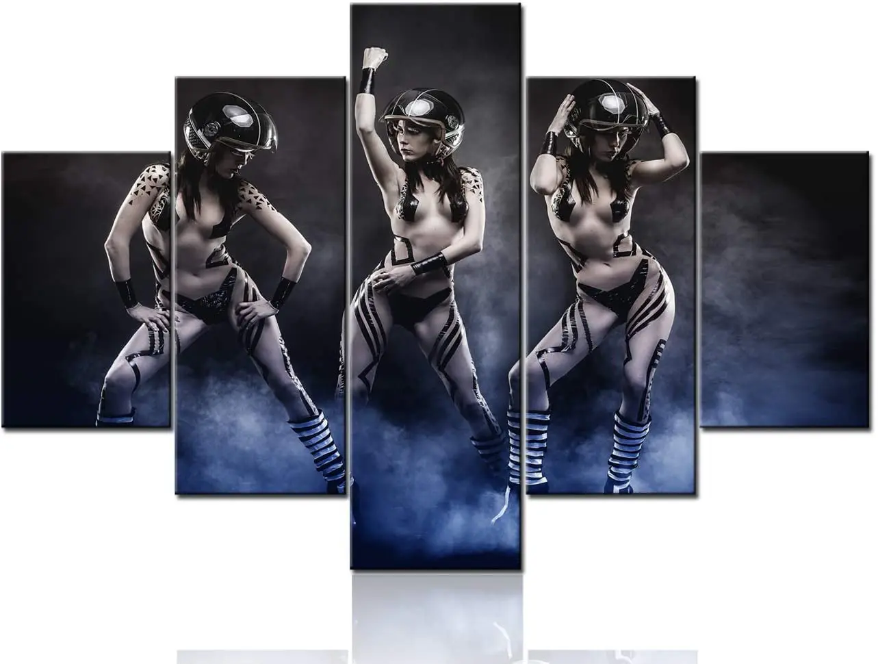 5 панелей рок-ролл Naked Girl Черный Белый сексуальный женщина с  мотоциклетным шлемом холст картины HD печать 5 шт. картины настенное  искусство | AliExpress