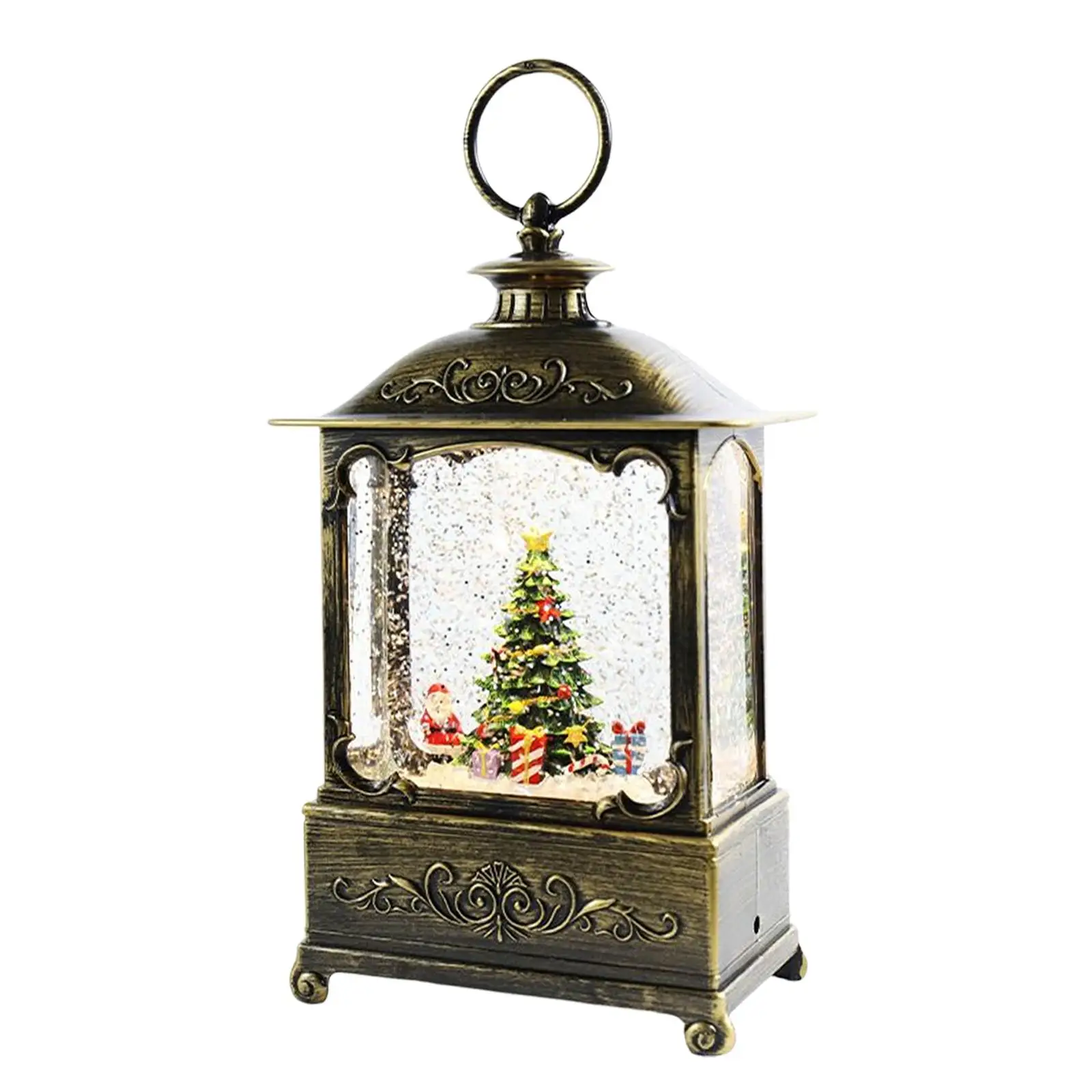 Christmas Music Box Lantern Rotatable Battery Operated Wind Lamp Ornament