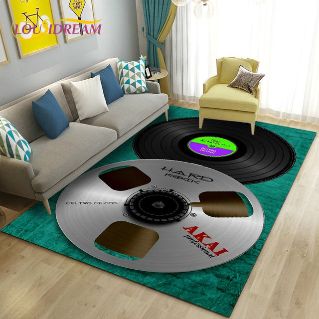 Retro Colored Vinyl Records Music Background Area Rugs Living Room Floor Mat  Rug