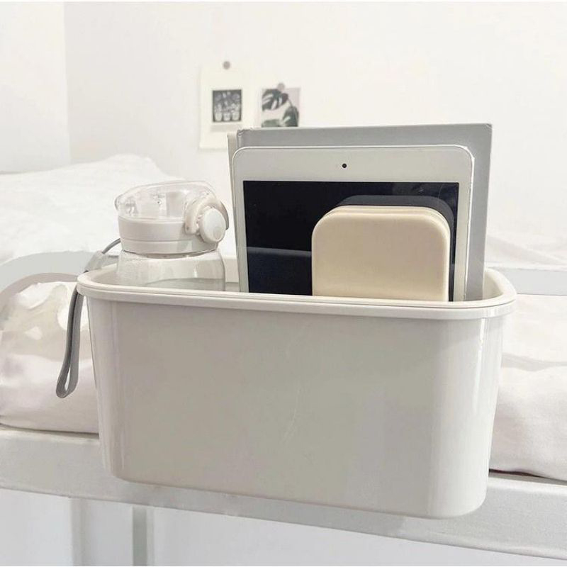 Description Picture 2 of itemHanging Basket Sundries Organizer Box Holder Shelf Dorm Room Bedside Plastic Storage Caddy With Removable Hook Loft Room Pocket