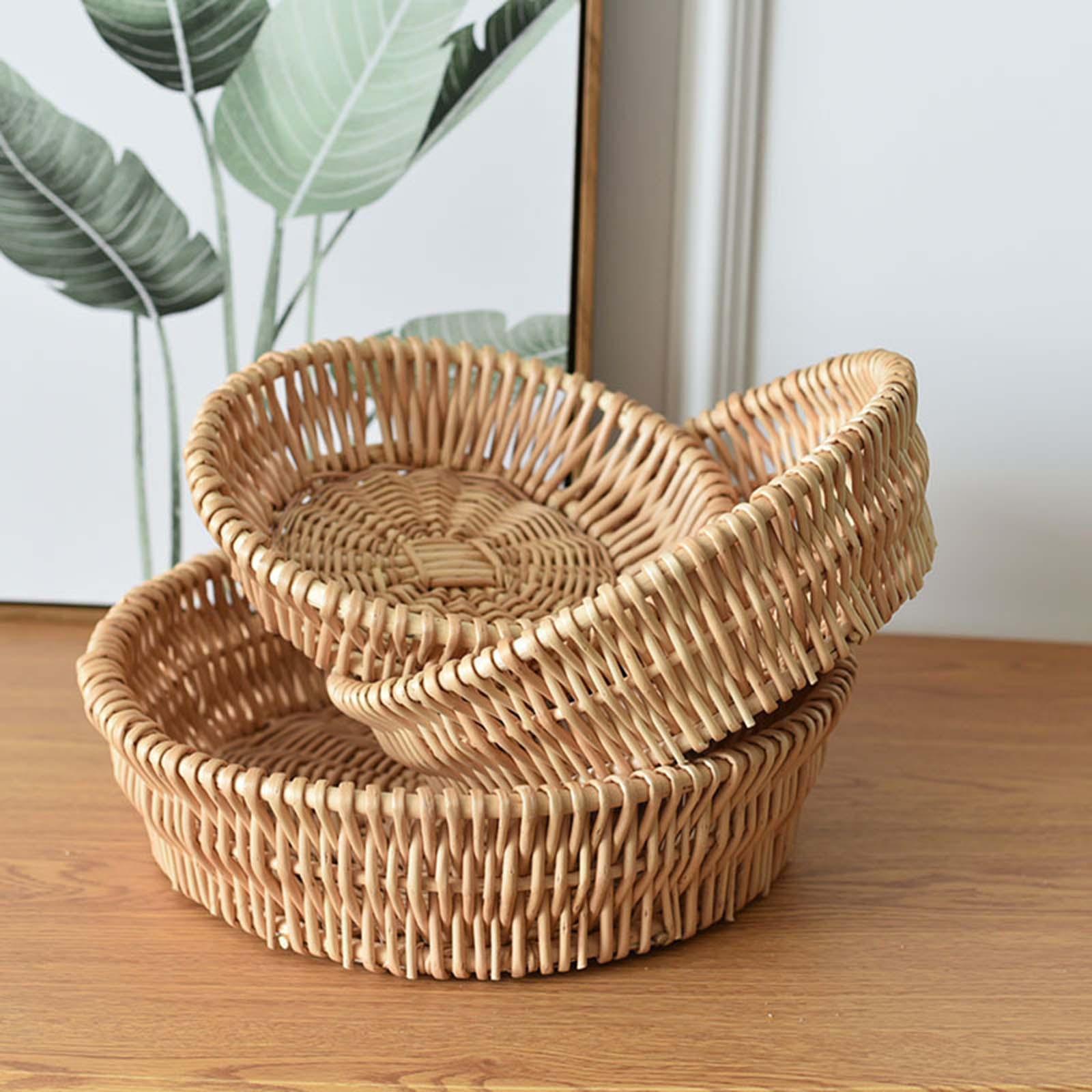 Fruit Storage Basket Vegetable Holder Rack Wicker Bread Basket Portable Multipurpose Fruit Bowl for Wedding Party Bathroom