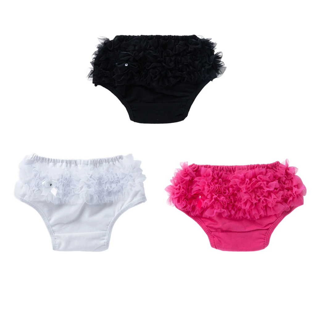 Newborn Baby Girl 3-24M Cotton Lace Ruffle Nappy Diaper Cover Bloomers Panties - Black/ White/ Rose red Optional