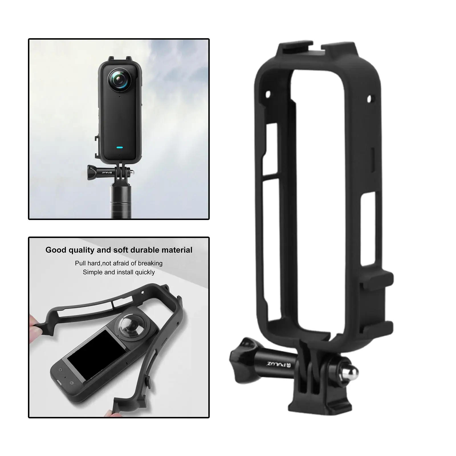 Protective Frame Case with 1/4 Screw Hole Camera Tripod Adapter Mount Cage for One x3 Durable