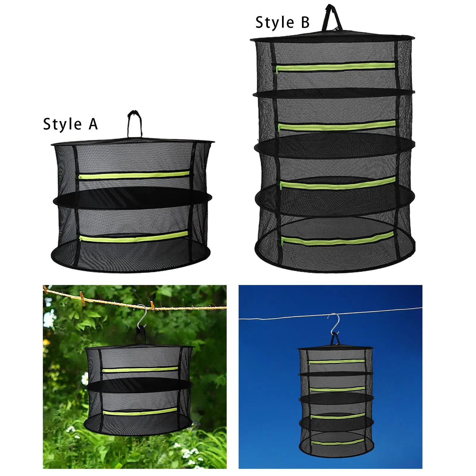 Herb Drying Rack Collapsible with Hook and Storage Bag Mesh Dryer for Hydroponics Fruits Vegetable Garden Outdoor Flowers