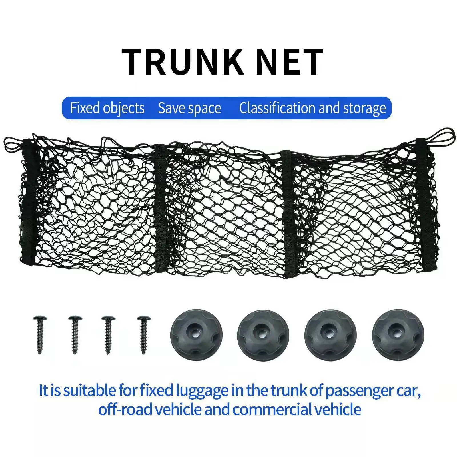 net Bag Heavy Duty elastic Reusable net Organizer Holder for Automotive SUV Pickup Cargo