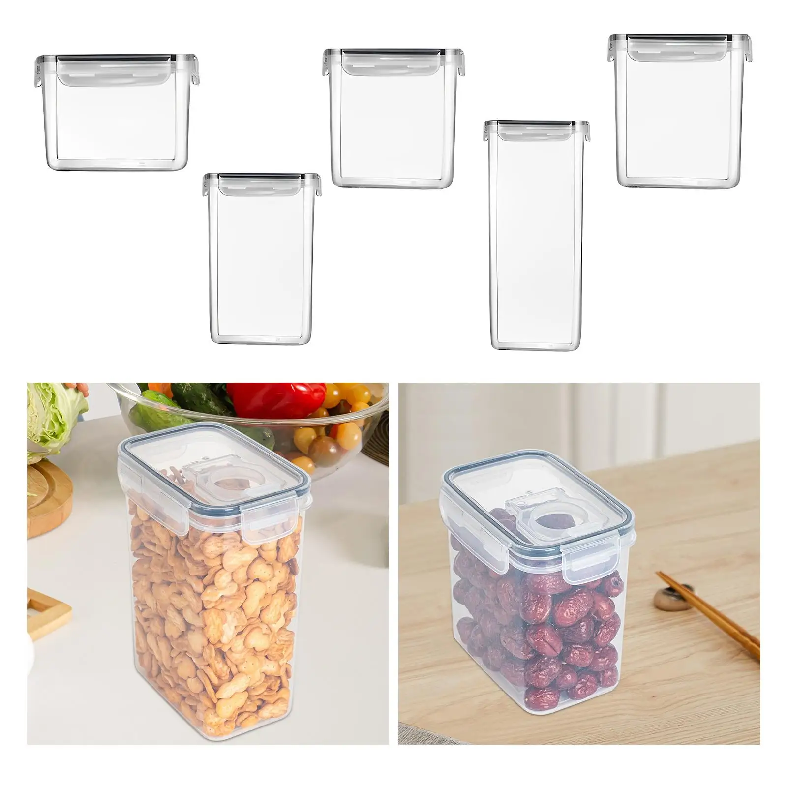 Home Storage Jars with Lid Pantry Stackable Storage Organizer Keeping Box for Sugar Cupboard Spaghetti Freezer Pasta