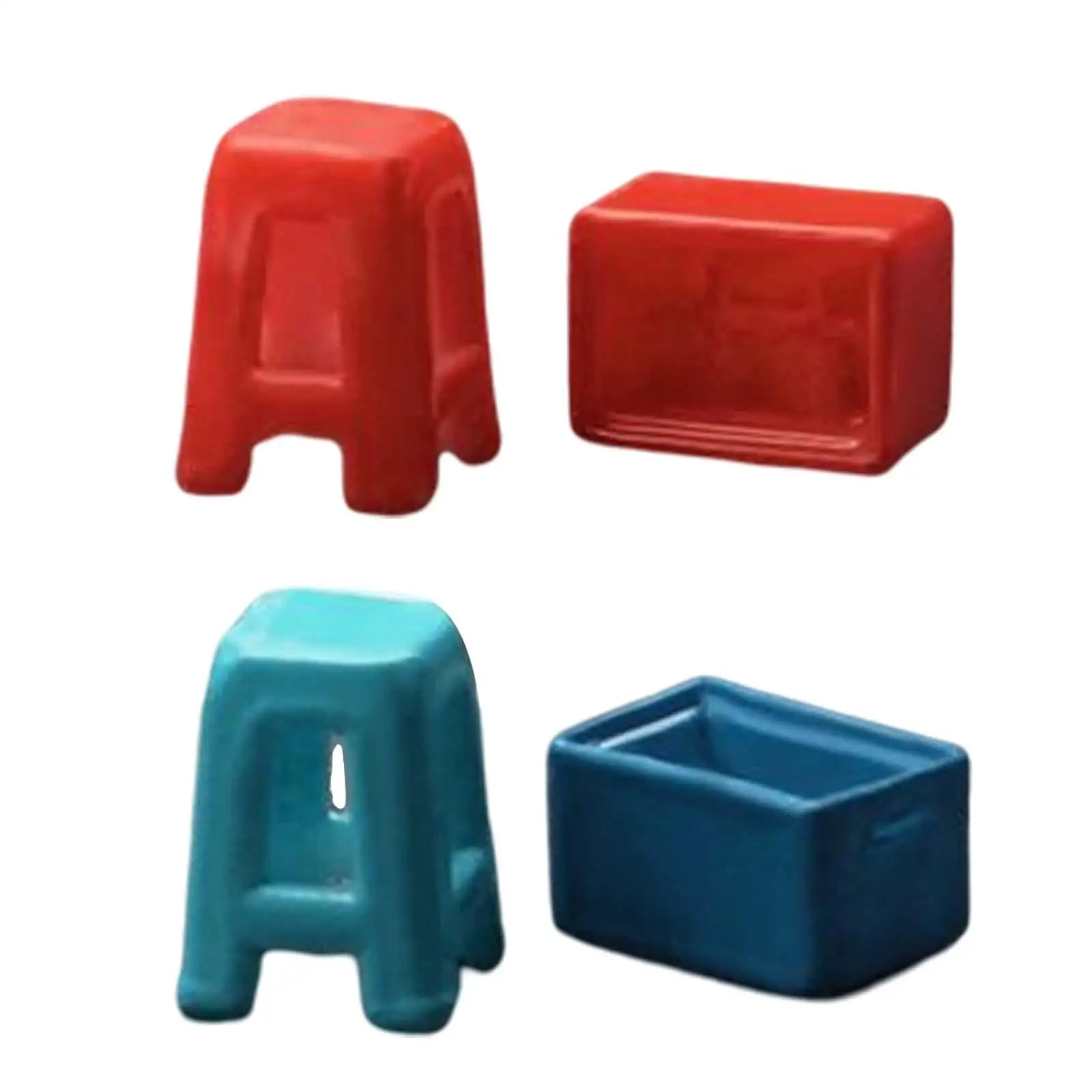 1/64 Scale Painted Stool 1/64 Tiny Chairs for Diorama Layout Dollhouse Decor Desk Decor Miniature Scenes Decor Photography Props