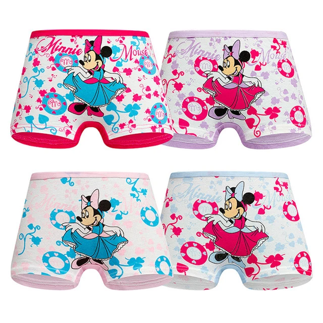 Kids Minnie Mickey Snowwhite Prints Panties Girl Cotton Underwear Kids  Brief Soft Underpants Florals Quality Cute Cartoon Boxer