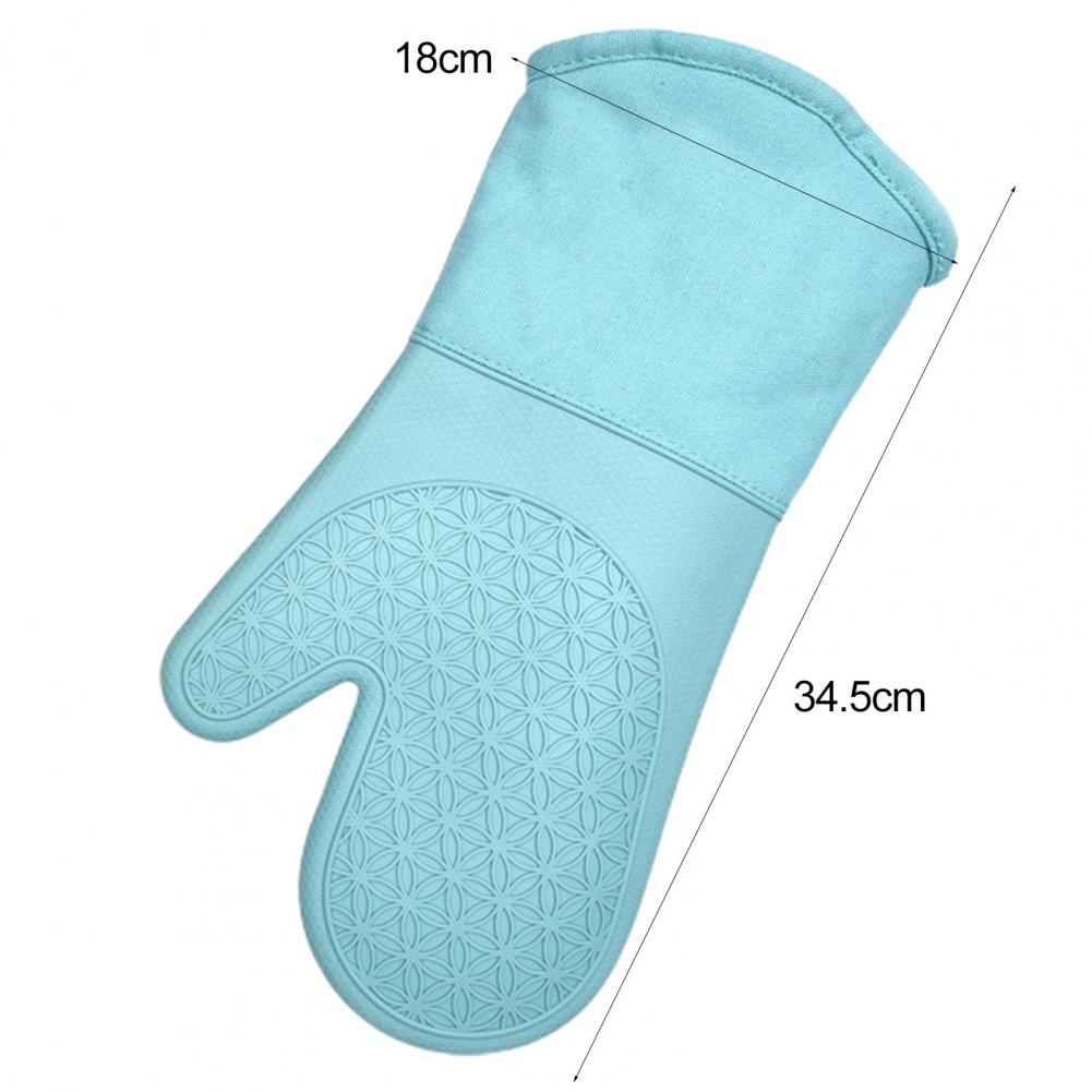 Durable Oven Mitt Silicone Soft Cotton Lining Oven Glove Anti-Scalding Anti-Slip Heat Resistant Microwave Glove Kitchen Supplies