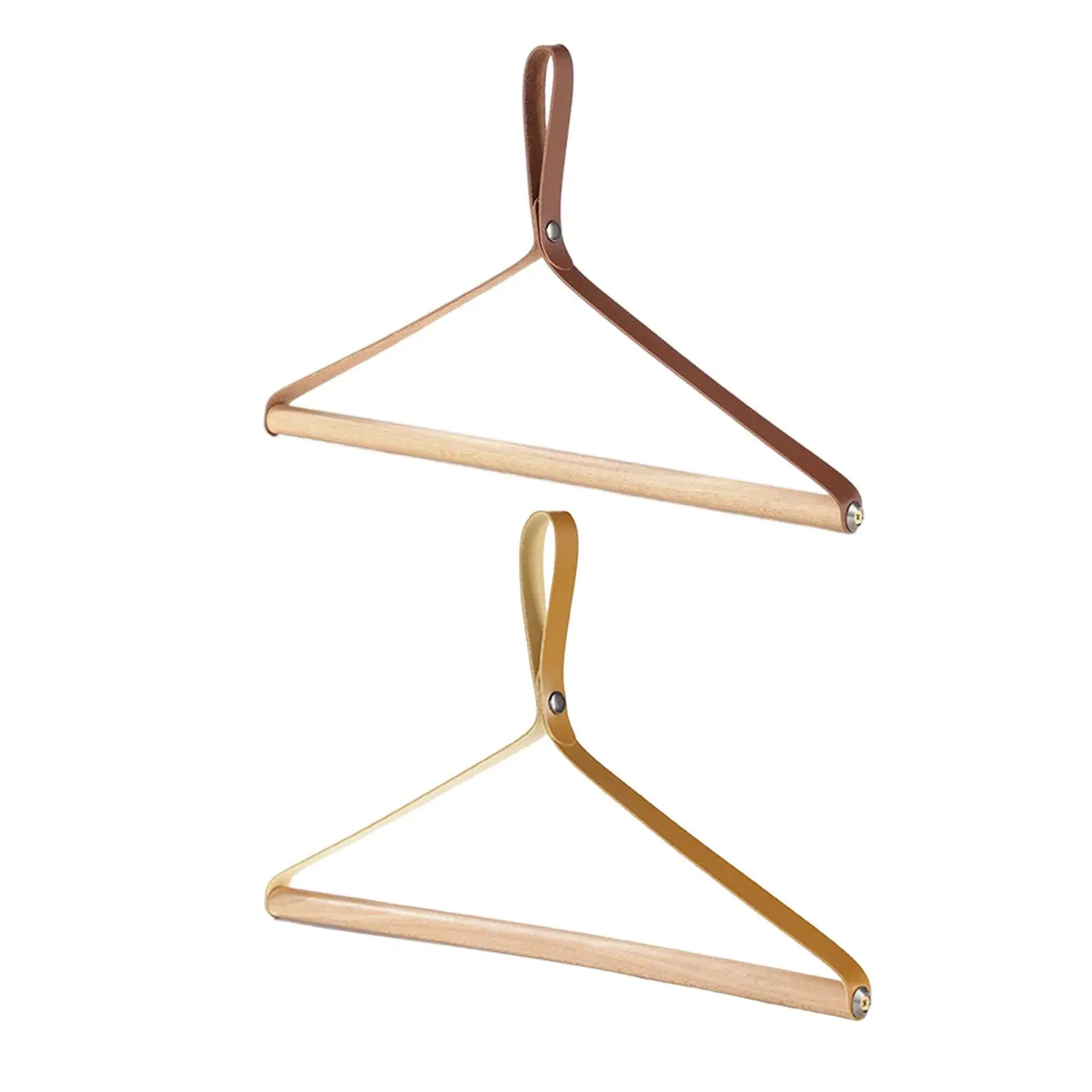 Wooden Folding Hanger Clothing Drying Rack Coat Hanger Lightweight Foldable PU Leather Hanger for Camping Indoor Outdoor Travel