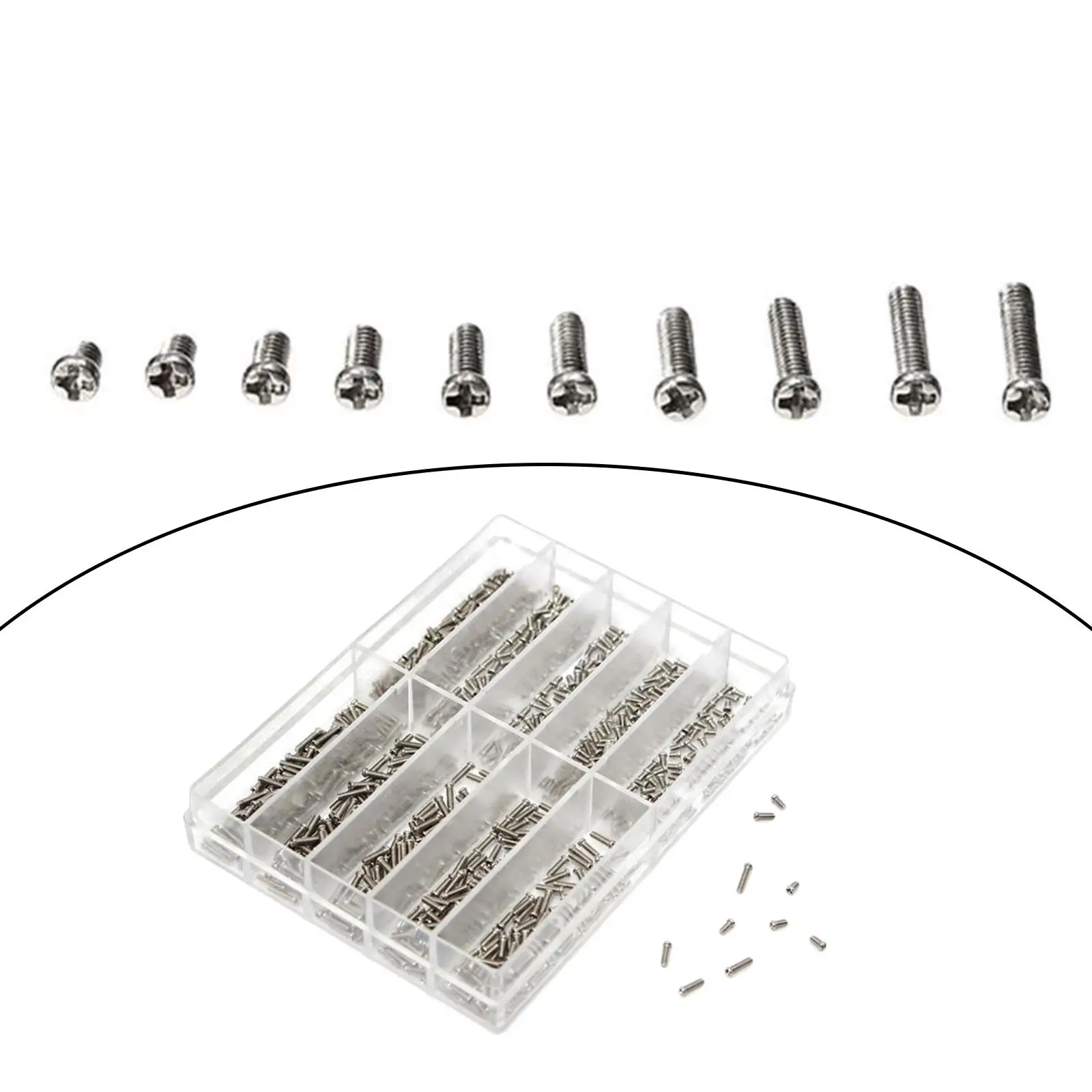 500PCS Cover Screw 1.6mm-6.0mm Assortment Size Stainless Steel, 10 Different Sizes, High Performance
