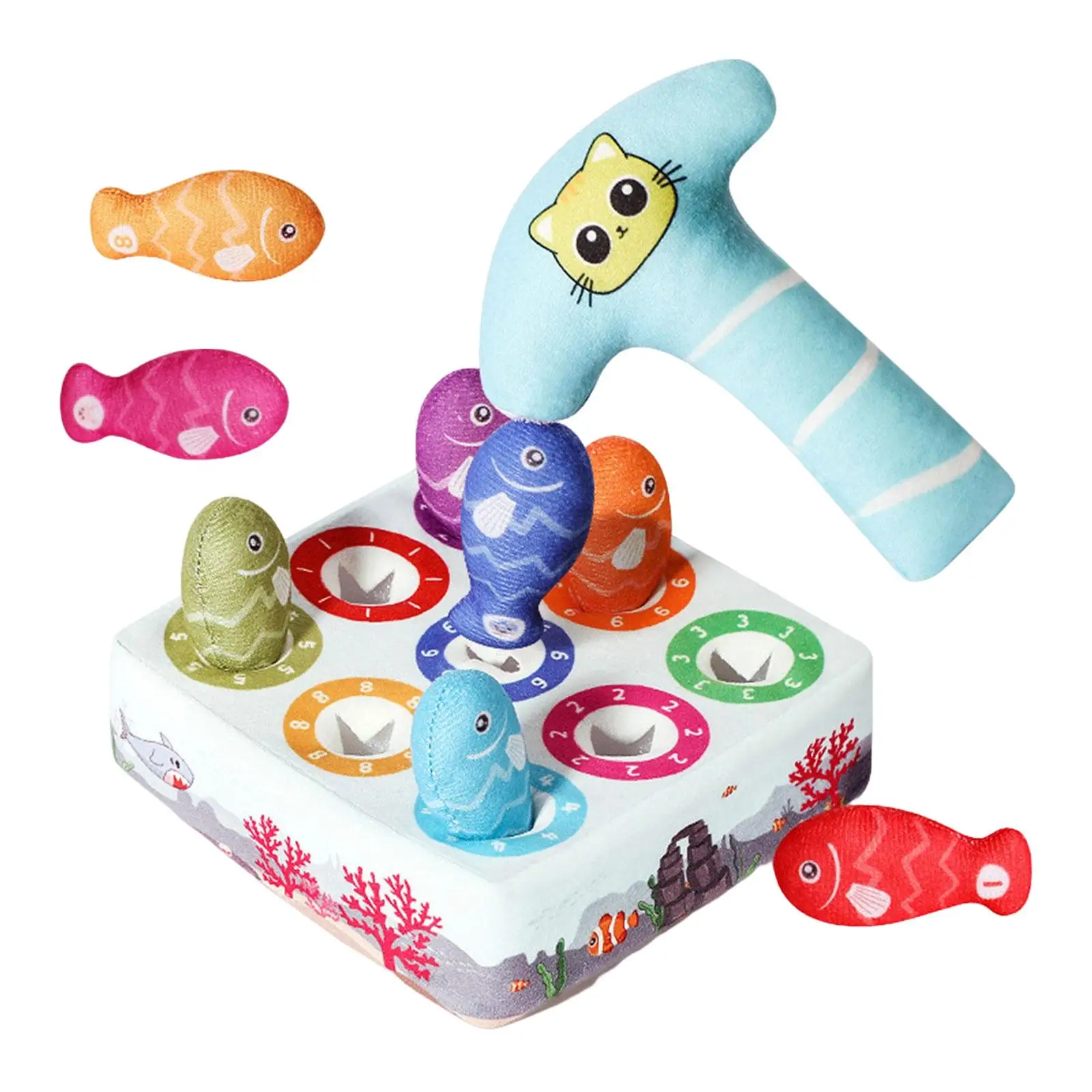 Plush Baby Pull Out Game Color number Recognizing Fishing Game for Game Role Play