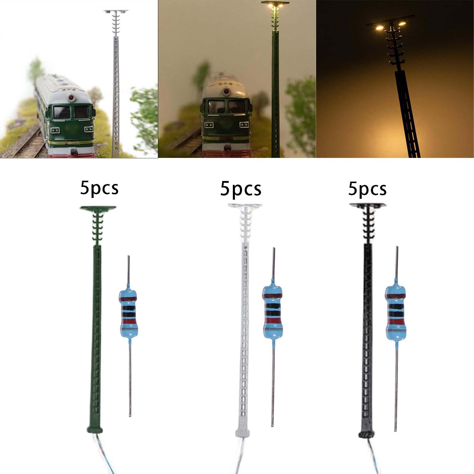 5Pcs LED Signal Model Railway Lights HO Scale Road Sign for Landscape Layout