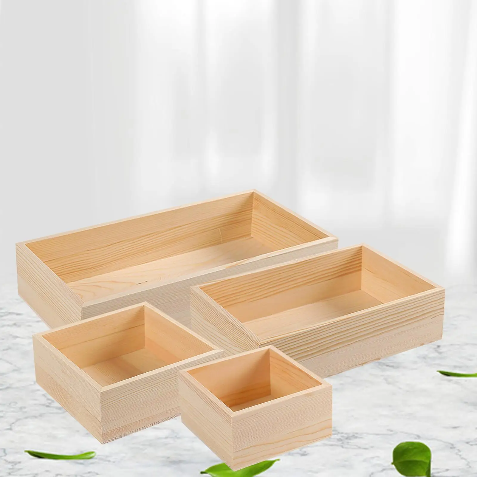Multipurpose Storage Box Durable Ornament Wood Containers for Pantry Dormitory Drawer Cabinet Kitchen