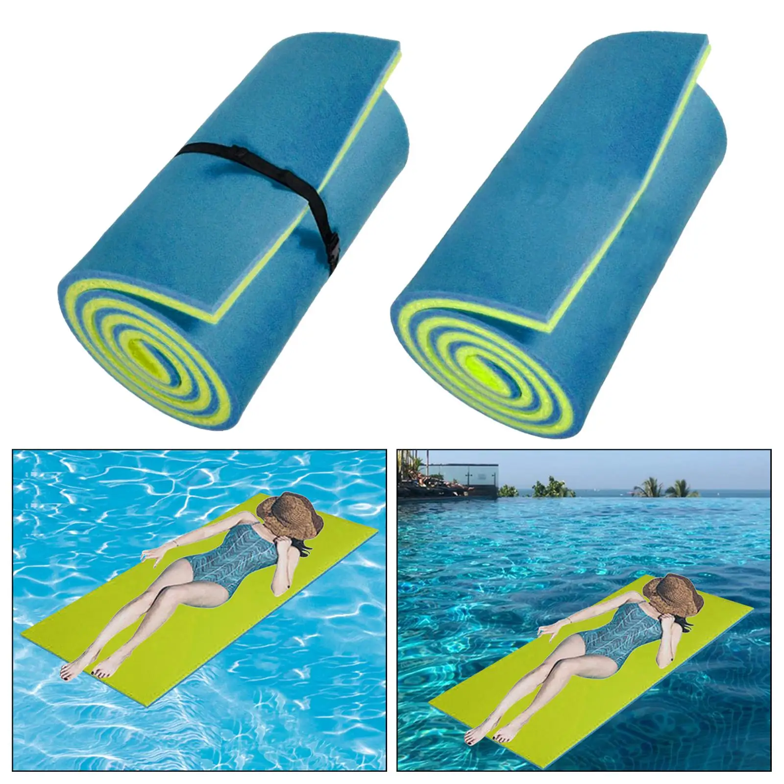 Water Float Mat Floating Raft for Pool Roll up Mattress Portable Pool for Boating Party Play