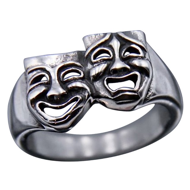 Happy sad deals smiley ring silver