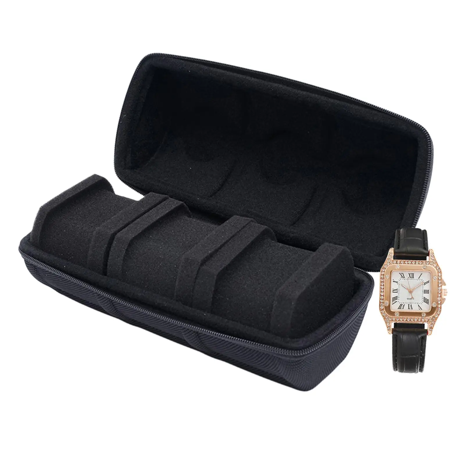 3-Slot  Organizer Portable Roll Pouch Display Case for Wristwatches