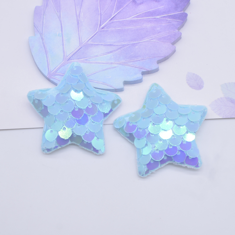 32 Stück 38 mm glitzernde Seaquins-Stern-gepolsterte Applikationen für DIY-Kleidung, Hut, Schuhe, Nähen, Patches, Kopfbedeckung, Haarspangen, Schleife, Dekor – Detail 7