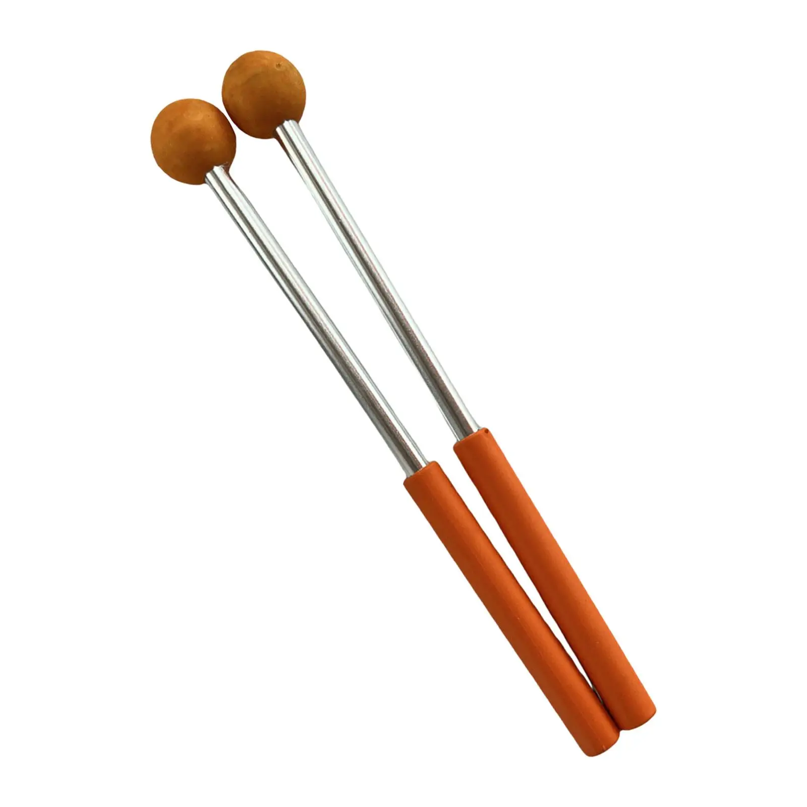 2 Pieces Percussion Drumsticks Metal Rod Lightweight Rubber Head Drum Mallets
