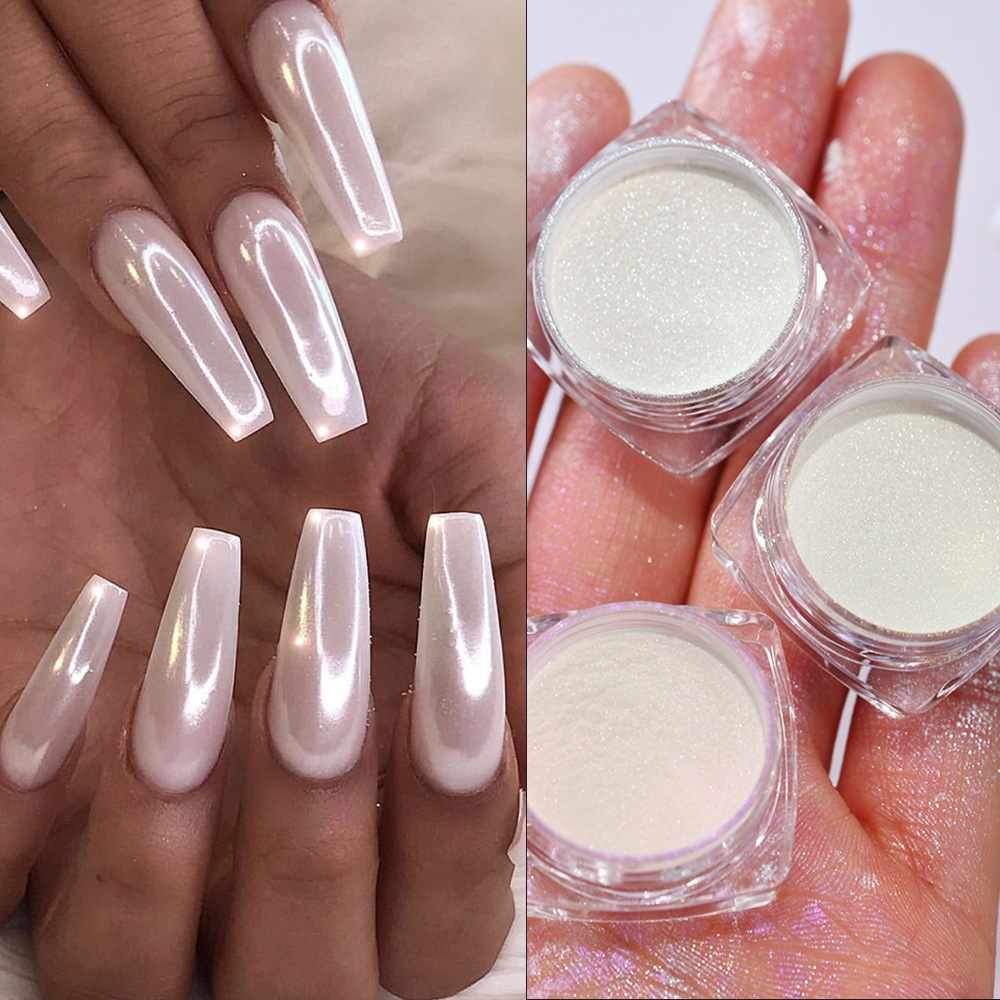 Best of 3Colors Pearl White Aurora Moonlight Powder Net.3g Mirror Pearlescent Chrome Powder White Rubbing Nails Art Glitter Powder FT198 Reviews & Tips