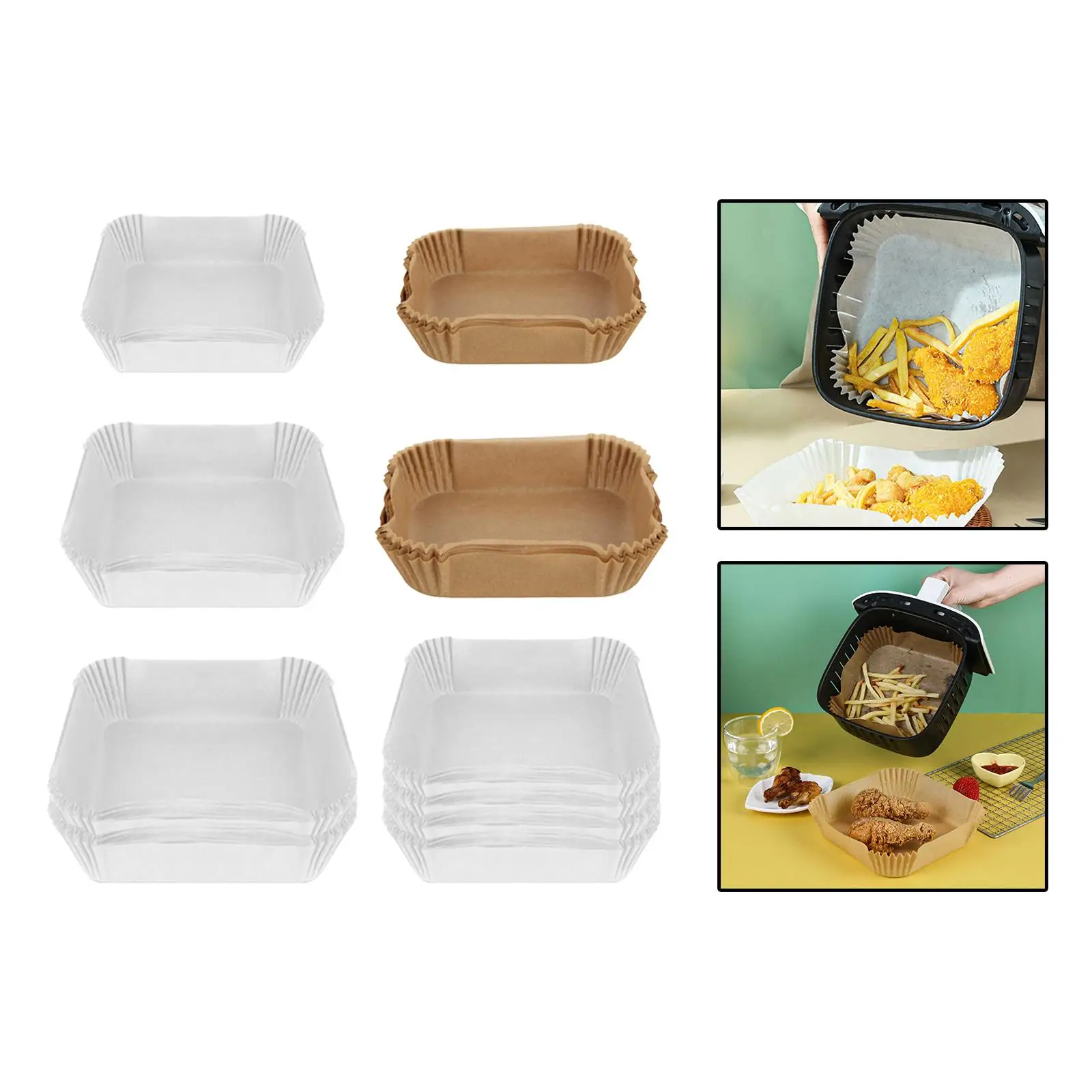 Air Fryer Disposable Paper Liners Non Stick Liner Square Baking Paper for Grilling Microwave Fast Food Restaurant Kitchen Hotel