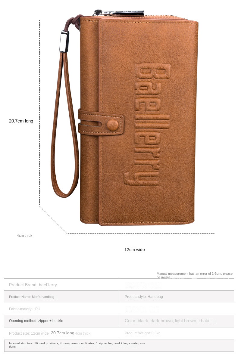 BAELLERRY Pánská peněženka Multifunkční Vysoce Kvalitní Psací Kabelka Víceúčelová Velkokapacitní Módní Taška na Mobilní Telefon_voghion.com
