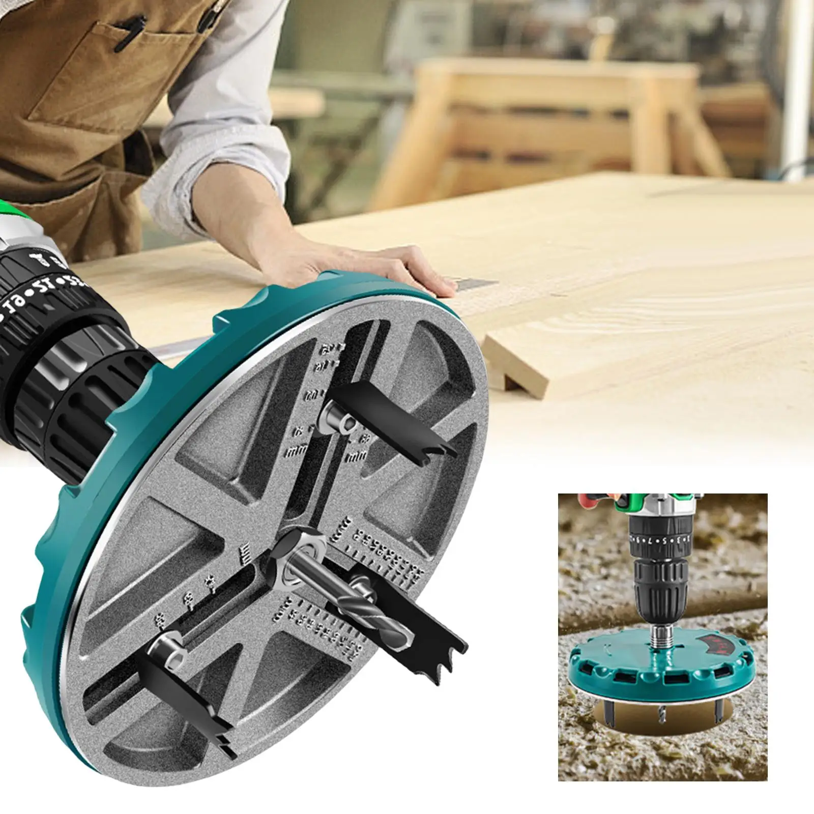Adjustable Punching Saw Alloy Wood Hole Positioning Punching Self Centering Dowel Bit Dowel Drill Guide Jig for Drywall
